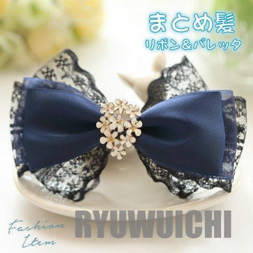 リボン ヘアクリップ 大きい バレッタ 髪飾り カジュアル ヘアアクセサリー ガール まとめ髪 髪留...