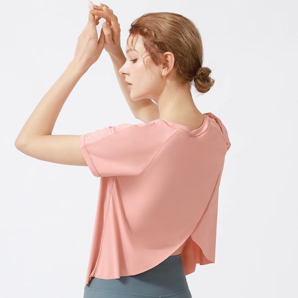 ヨガウェア 半袖 おしゃれ トップス レディース 安い Tシャツ 無地 半袖Tシャツ Uネック メッ...