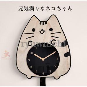 猫型 振りしっぽ 掛け時計 可愛い 北欧風 非電波 見やすい クロック