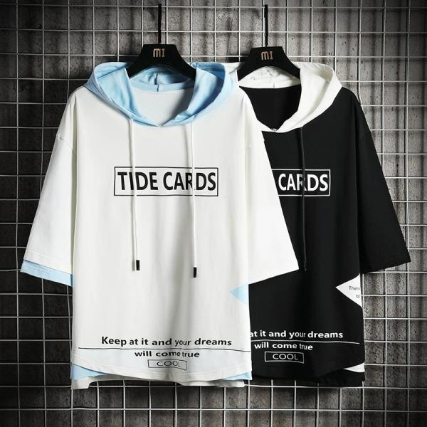 半袖パーカー メンズ スポーツ 大きいサイズ プルオーバーパーカー 夏パーカー 半袖tシャツ 春物 ...