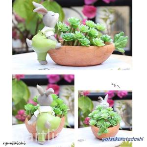 植木鉢 うさぎ ガーデニングオブジェ 鉢植え ...の詳細画像1