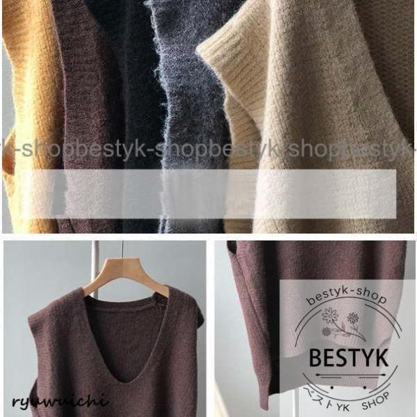 ベスト レディース ニット レイヤード ニットベスト スリット 旬の 重ねる お洒落 トップス ニッ...