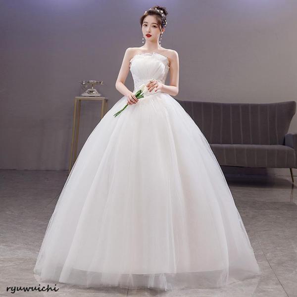 ウェディングドレス 二次会 安い ウエディングドレス 結婚式 エンパイア 花嫁 ドレス 白 披露宴 ...