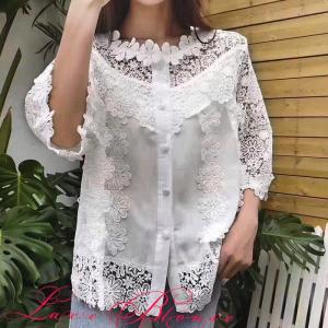 トップス カットソー 総柄 刺繍 花 レース ブラウス レディース プルオーバー フェミニン 七分袖 大きいサイズ No 12 101 34 58 1 12 101 34 Stanza Dolce By Ryze 通販 Yahoo ショッピング