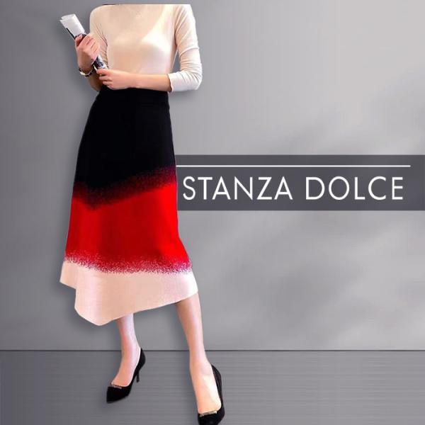 ボトム ボトムス スカート レディース アシメトリー フレア ニット  個性 ミモレ ロング Aライ...