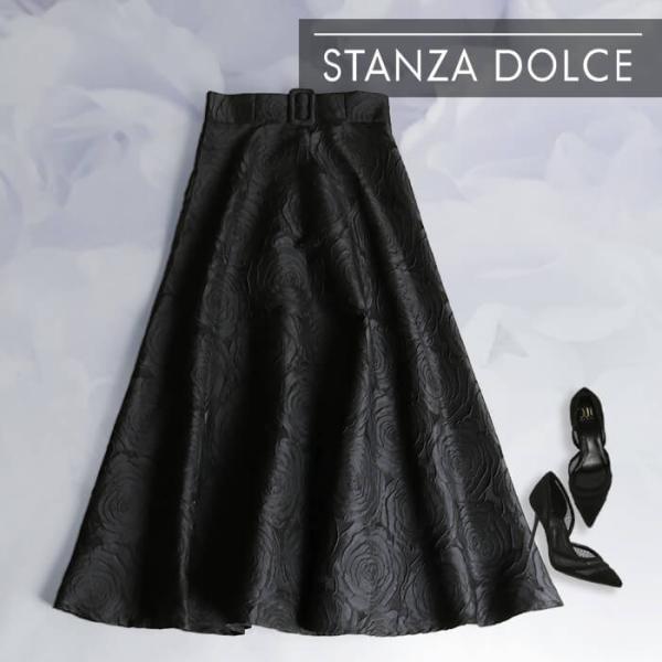 スカート レディース ボトム ボトムス 花柄 薔薇 バラ ロング マキシ ジャガード 華やか 大きい...