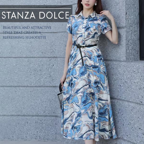 ワンピース レディース アート柄 幾何学 ペイント柄 幾何学柄 ロング  きれいめ 20代 30代 ...