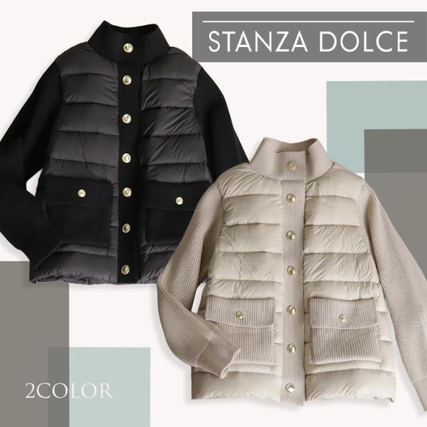 ダウンジャケット レディース ショート ダウン90％ 異素材 ニット 軽量 暖かい 大きいサイズ き...