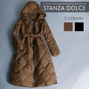 ダウンコート レディース ロング 着痩せ ダウン コート アウター リボンテープ キルティング ベルト 軽量 防寒着 大きいサイズ 20代 30代 40代 50代 60代 冬