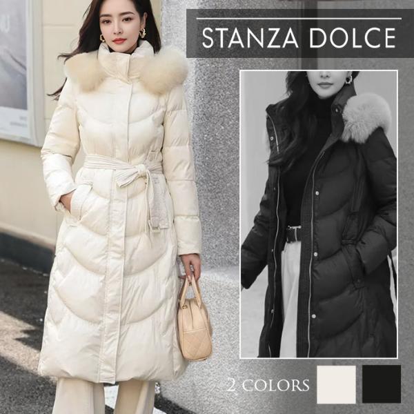 【再入荷】 ダウンジャケット レディース ロング 細見え ダウンコート コート ファー リアルファー...