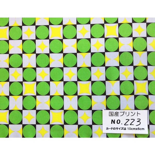 55cmX45cm 生地 岡本洋子 YUWA サークルチエック 有輪 特価  国産プリント・223 ...
