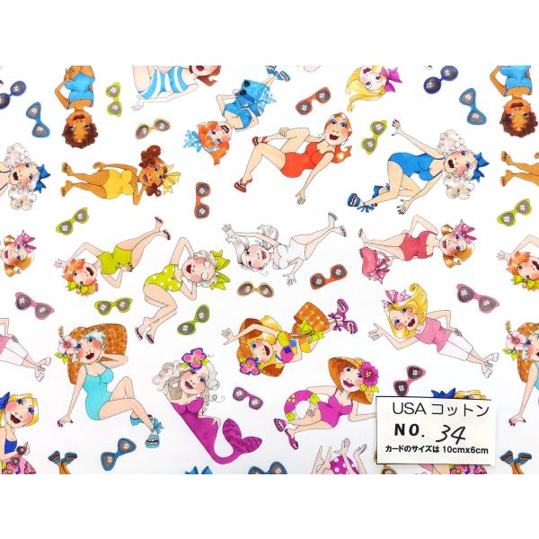 55cmX45cm 生地 ロラライハリス バケーションガール ローラライデザインズ 特価  USAコ...