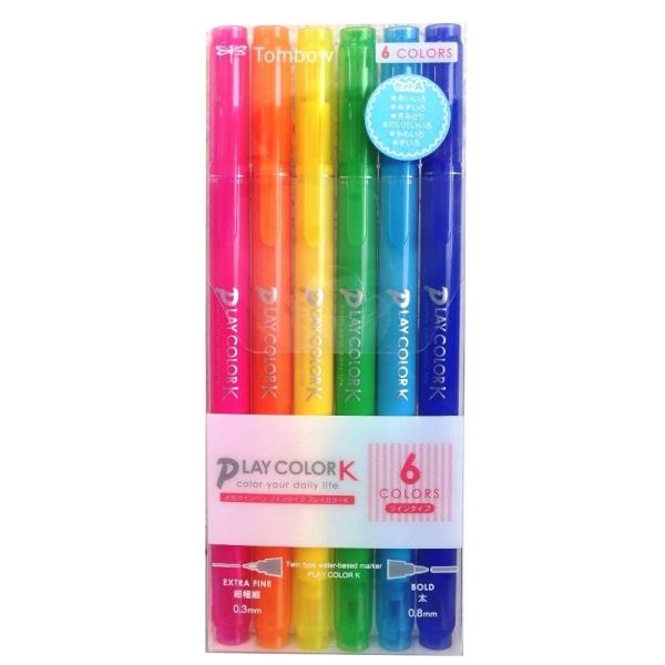 水性サインペン/プレイカラーK（6色A）/ツインタイプ/カラーペン/GCF-611A/トンボ鉛筆/D...