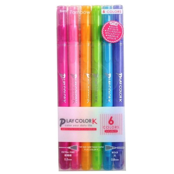 水性サインペン/プレイカラーK（6色B）/ツインタイプ/カラーペン/GCF-611B/トンボ鉛筆/D...