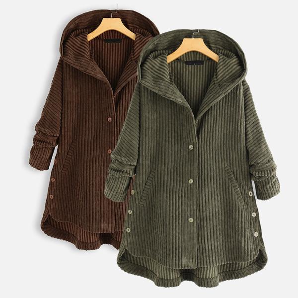 コート レディース コ一デュロイコート 無地 ロングコート フード付き 大きいサイズ アウター 秋冬...