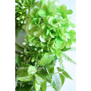 紫陽花・アマランサスリース グリーン&ホワイト 造花の詳細画像2