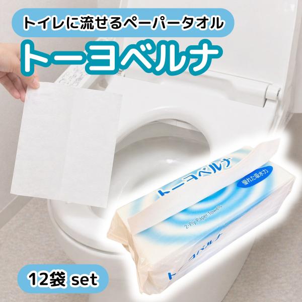 トイレに流せる ペーパータオル 小判 ダブル 業務用 12個 セット 水に流せる ハンドペーパー タ...
