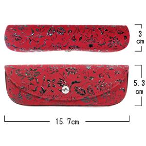 印傳屋 印伝 メガネケース4210 赤 黒 花...の詳細画像1