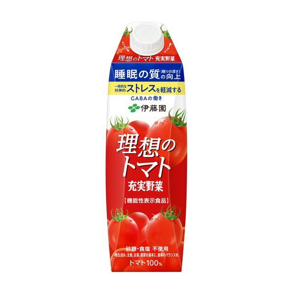 伊藤園 理想のトマト 紙パック 屋根型キャップ付容器1000ml×6本（1ケース）