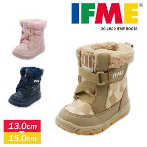 イフミー ベビーブーツ 撥水 防寒 ボア ファー 子ども スノーブーツ マジックテープ アウトドア 冬 雨 雪遊び もこもこ ベージュ  ネイビー ピンク 1822