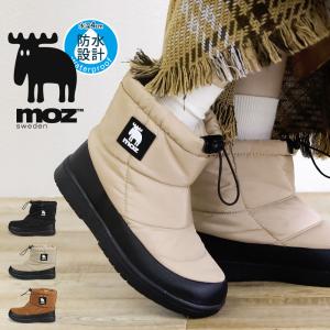 モズ moz スノーブーツ レディース 滑らない ショート 防水 防滑 防寒ブーツ ダウンブーツ ショートブーツ ファー ナイロン 黒 ブラック グレージュ ネイビー