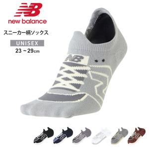 ニューバランス 靴下 スニーカー くるぶしソックス フットカバー ローカット スニーカー柄 グレー ベージュ ネイビー ホワイト 白 LAS35700