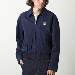 MAISON KITSUNE メゾンキツネ ハリントン ジャケット MM02105WQ0067 メンズ コットン ロゴ 刺繍パッチ スイングトップ 長袖 P476/INK-BLUE｜s-musee