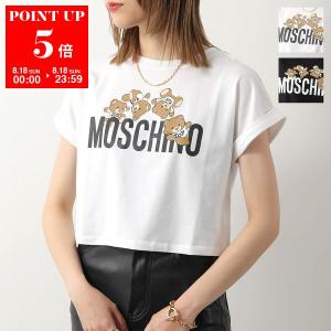 MOSCHINO KIDS モスキーノ キッズ Tシャツ HDM068 LBA00 レディース ガールズ 半袖 クルーネック クロップド丈 ロゴT テディベア カラー2色｜s-musee