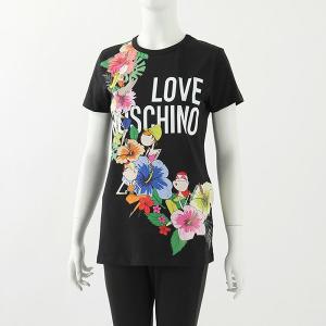 最大2,000円OFFクーポン対象！21日0時~★LOVE MOSCHINO ラブモスキーノ 4 F73 30 E 1907 クルーネック 半袖 Tシャツ ハイビスカス