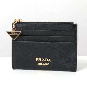 PRADA プラダ 1MC026 2CGD F0002 レザー コイン&カードケース パスケース ミニ財布 ロゴ金具プレート NERO フラグメントケース レディース｜s-musee