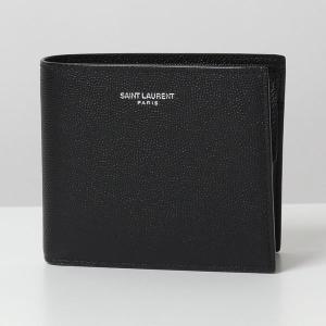 SAINT LAURENT サンローラン 396303 BTY0N 1000/NERO レザー 二つ折り財布 小銭入れあり メンズ