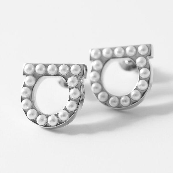 FERRAGAMO フェラガモ ピアス 76 0125 レディース アイコンモチーフ パール アクセ...