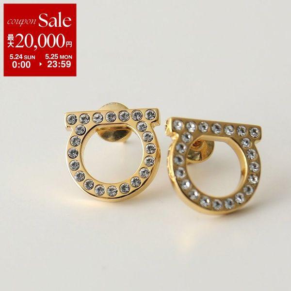 FERRAGAMO フェラガモ ピアス 76 0122 レディース ガンチーニ クリスタル アクセサ...