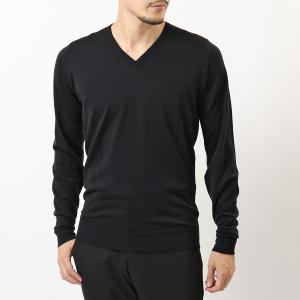 JOHN SMEDLEY ジョンスメドレー BLENHEIM STANDARD FIT メリノウール Vネック 長袖 ニット セーター BLACK メンズ