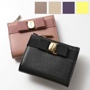 SALVATORE FERRAGAMO フェラガモ 二つ折り財布 22E009 レディース VARA BOW ヴィラリボン レザー ミニ財布 小銭入れ付き ロゴ カラー7色