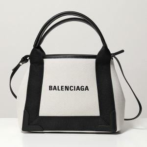 BALENCIAGA バレンシアガ 390346 2HH3N NAVY CABAS XS AJ キャンバス トートバッグ ショルダーバッグ ポーチ付き 鞄 9260/NATURAL-BLACK レディース｜s-musee