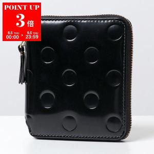 COMME des GARCONS コムデギャルソン SA2100NE POLKA DOTS EMBOSSED エナメル ラウンドファスナー 二つ折り財布 ドット BLACK レディース