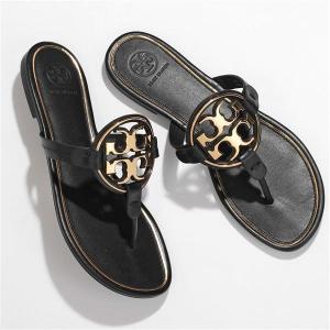 TORY BURCH トリーバーチ 47617 ミラー メタルロゴ サンダル レザー トングサンダル ラバーソール 靴 013/PERFECT-BLACK+GOLD レディース｜s-musee