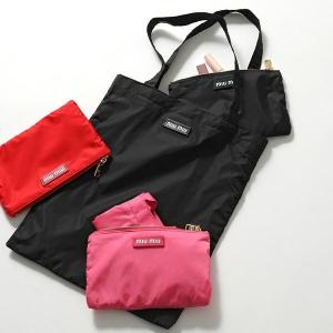 MIUMIU ミュウミュウ 5RM010 2DUN カラー3色 ナイロン エコバッグ トートバッグ ポーチ付き 折り畳み式 鞄 レディース