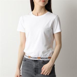 MOSCHINO UNDERWEAR モスキーノ アンダーウェア 1908 9003 半袖 Tシャツ カットソー ロゴT クルーネック くま テディベア 0001 レディース｜s-musee