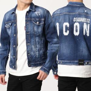 DSQUARED2 ディースクエアード デニムジャケット S79AM0033 S30342 メンズ Gジャン ダメージ加工 ICON スプレープリント 470｜s-musee