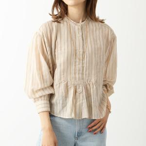 【訳あり-36のみ】ISABEL MARANT イザベルマラン ブラウス EJAMET HT2353 030E レディース 長袖シャツ ノーカラー ストライプ シアーコットン 23EC/ECRU｜s-musee