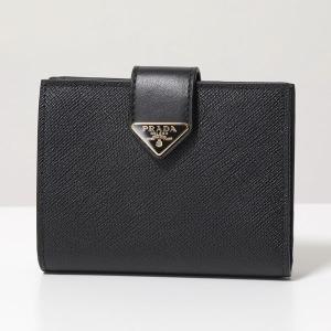 PRADA プラダ 二つ折り財布 1MV204 2DYG レディース サフィアーノレザー トライアングルロゴ ミニ財布 F0002/NERO