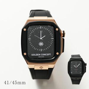 GOLDEN CONCEPT ゴールデンコンセプト Apple Watch Series 7 8 9 アップルウォッチケース SP41 SP45 メンズ ステンレススチール ラバーベルト カラー2色｜インポートセレクト musee