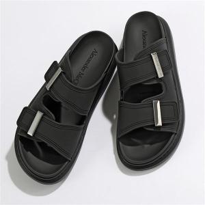 ALEXANDER MCQUEEN アレキサンダー・マックイーン サンダル 658063 W4Q51 レディース ハイブリッドスライド ラバー ロゴ 靴 靴 1081/BLACK-SILVER｜s-musee