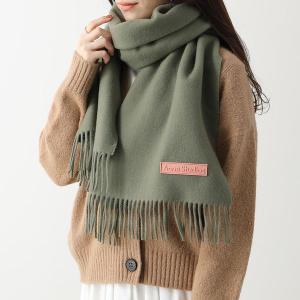 Acne Studios アクネストゥディオズ マフラー CA0215 FN-UX-SCAR000221 レディース 無地 ウール ラバーロゴ スカーフ フリンジ Khaki-green｜s-musee