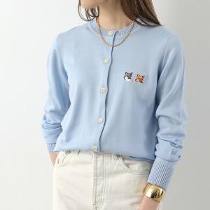 MAISON KITSUNE メゾンキツネ カーディガン DOUBLE FOX HEAD PATCH R-NECK GW00544KT1036 レディース ウール ニット クルーネック P408/PALE-BLUE｜s-musee