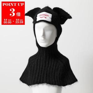 CHARLES JEFFREY LOVERBOY バラクラバ KNITTED EARS BALACLAVA 31130501 メンズ ニット ネコ耳 ニット帽 ロゴ ニットキャップ 帽子 BLACK｜s-musee