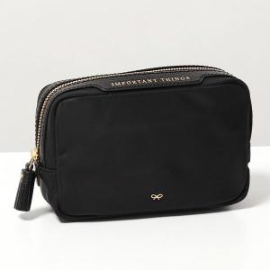 ANYA HINDMARCH アニヤハインドマーチ ポーチ Important Things インポータント シングス 152884 レディース ナイロン×レザー 小物入れ Black｜s-musee