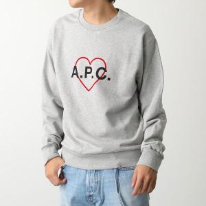 APC A.P.C. アーペーセー スウェット sweat leon レオン COEIP M27732 メンズ トレーナー ハート ロゴ コットン 長袖 クルーネック PLA/GRIS-CHINE｜s-musee